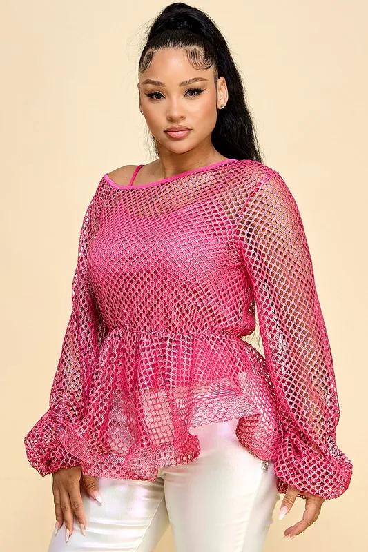 Women's Sheer Mesh Dyed Process Top