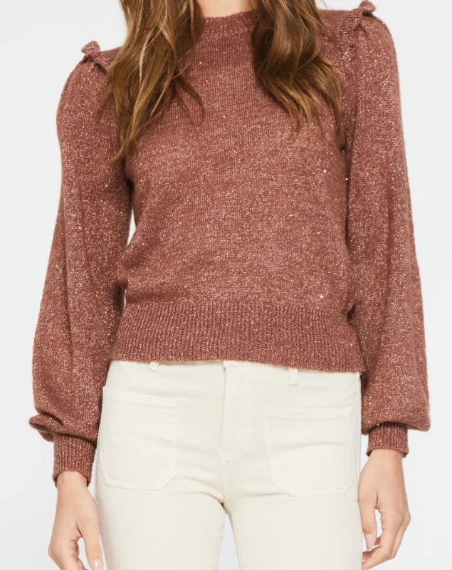 Women's Fashionable Gold Thread Long Sleeve Sweater-sleeve Top Ruffled Decorative Bubble Sleeve, Suitable For Daily Wear