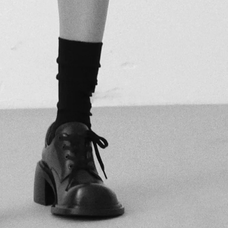 2024 Nice Women Latest Girls School Shoes Big Toe Chunky Heel High Quality Genuine Leather Shoes Lace-up Derby Shoes Loafers