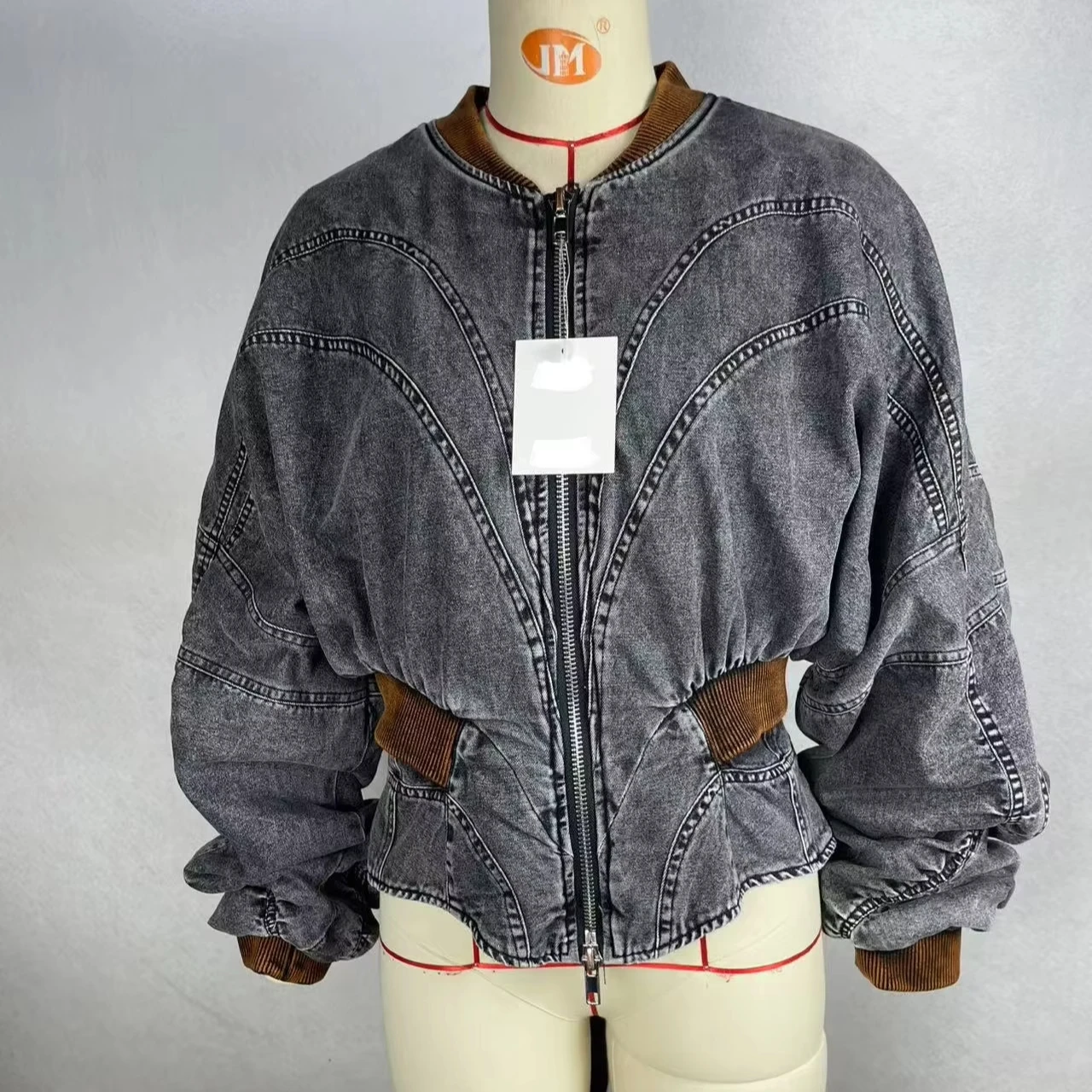 Women's Fashionable Washed Denim Jacket With Polyester Lining Casual Outerwear