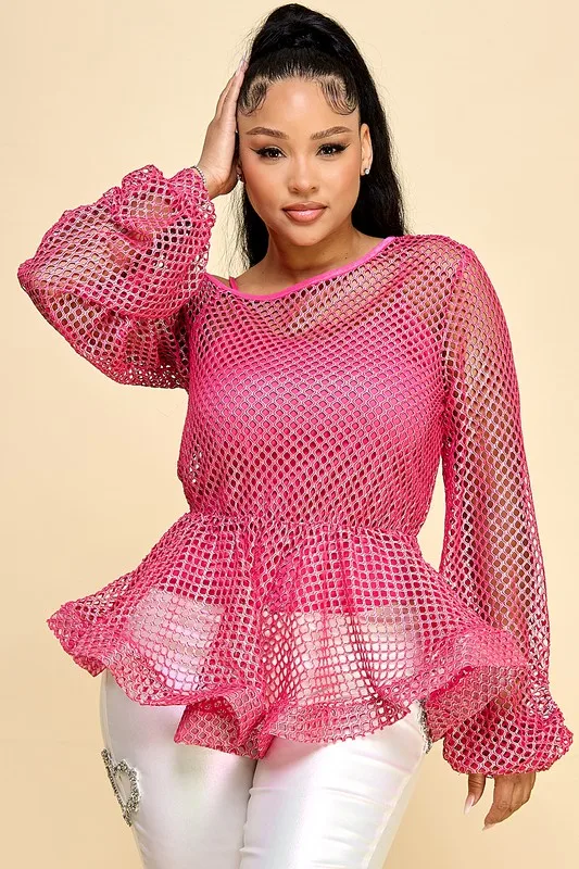 Women's Sheer Mesh Dyed Process Top