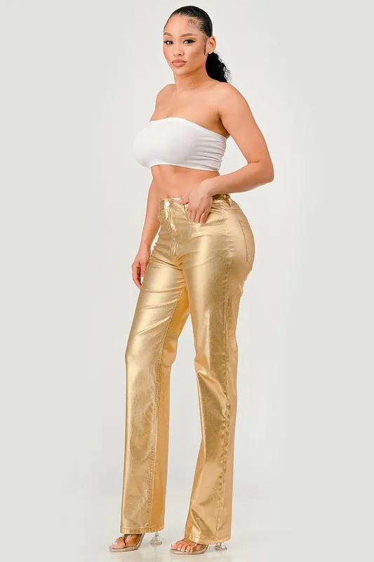 Women's Hot Color Fashion Metallic Trousers