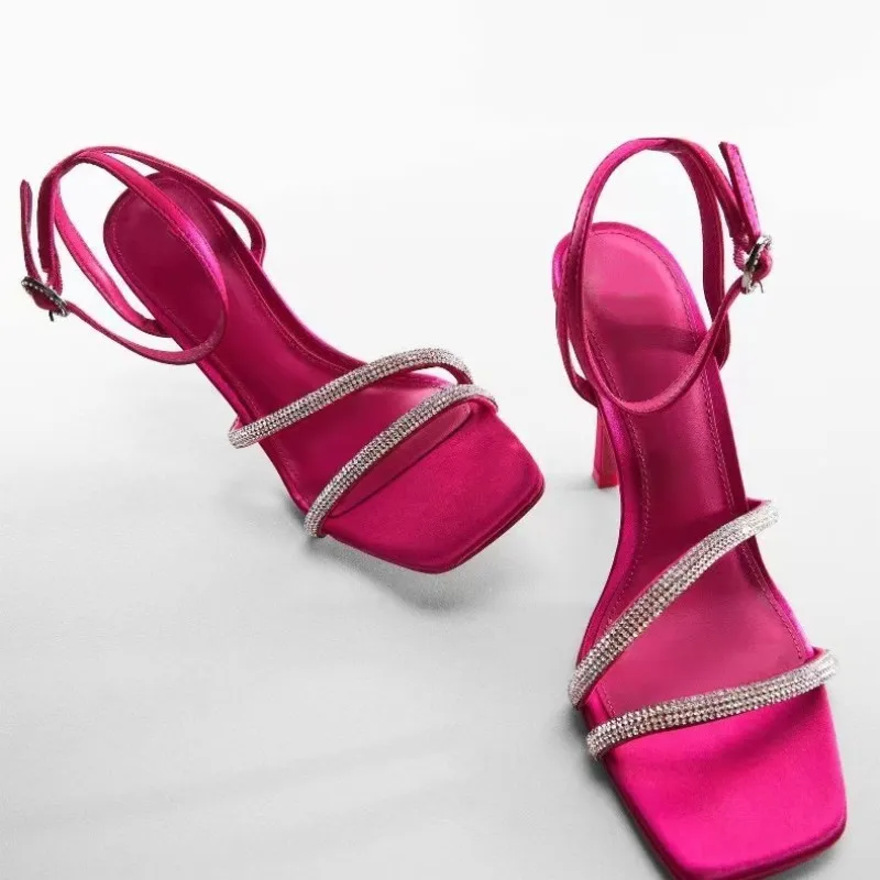 Customized New Modern Summer Shoes Rhinestone Strap Women's Stiletto High Heel Sandals