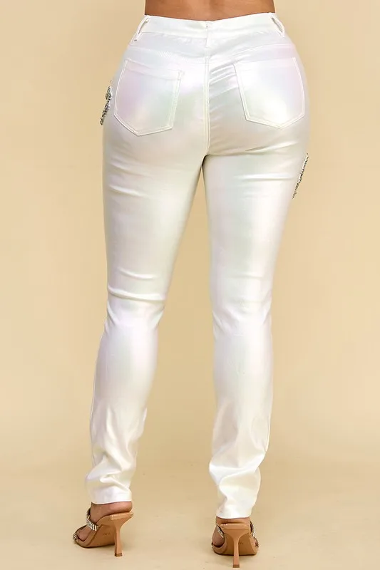 Lady Heart-shaped Ornament Fashion Pants