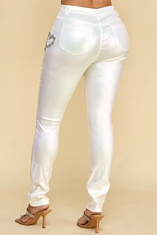 Lady Heart-shaped Ornament Fashion Pants