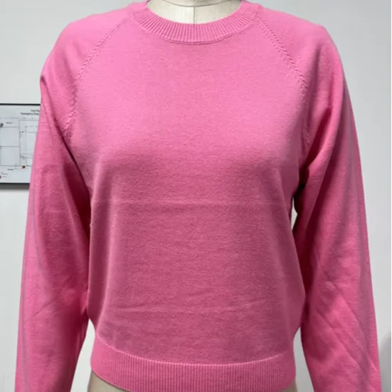 Women's Casual Solid Pattern Knit Sweater Crew Neck With Raglan Sleeves Cropped Style Great For Spring Relaxed Gatherings