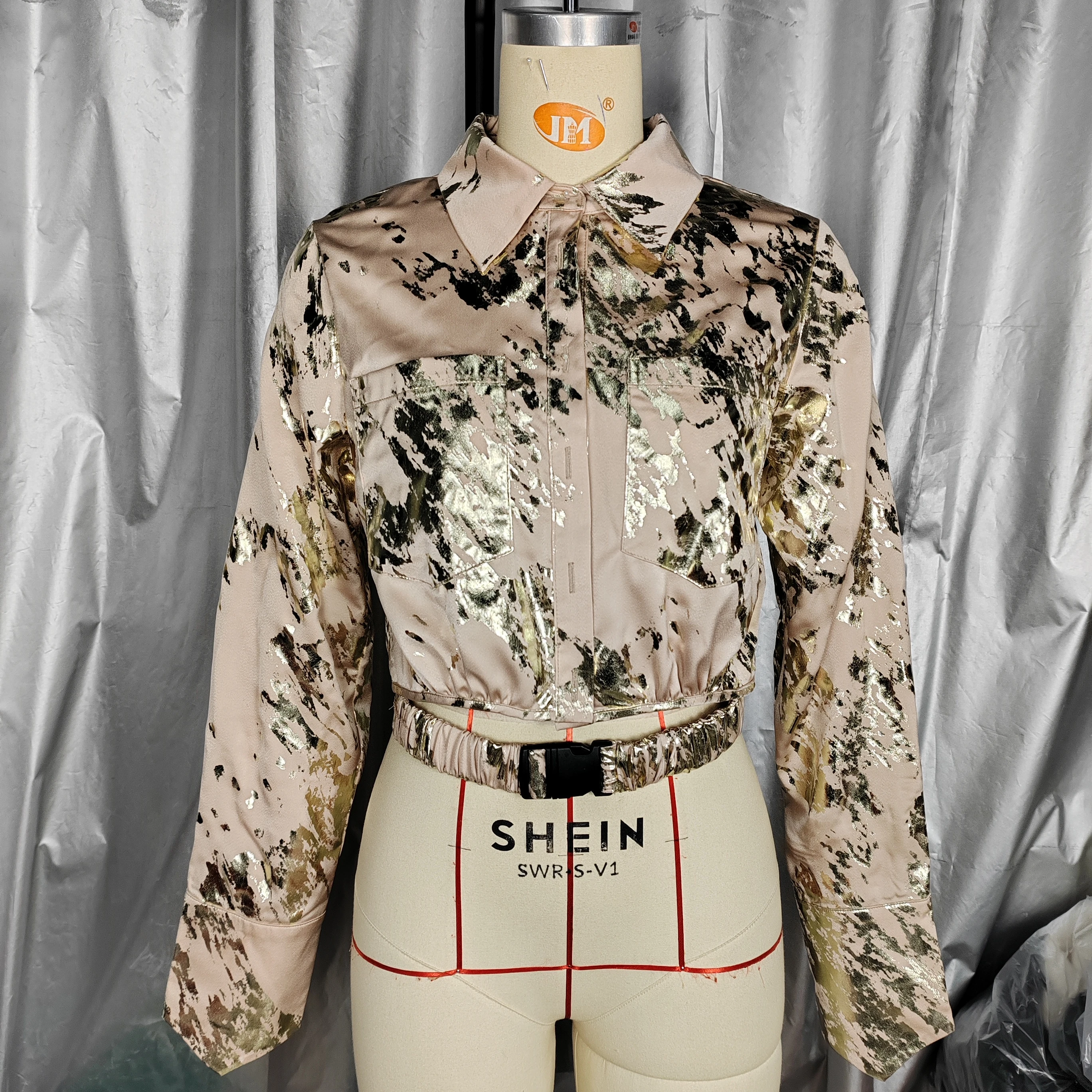 Women's Fashion Embossed Long-sleeve Shirt