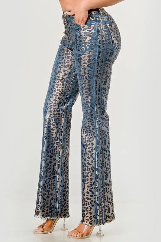 Women's Fashion Leopard Print Jeans