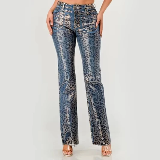 Women's Fashion Leopard Print Jeans