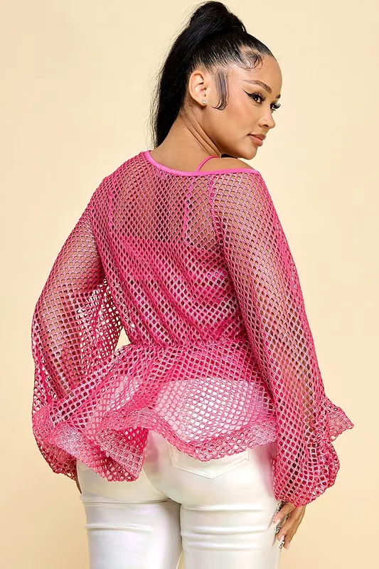 Women's Sheer Mesh Dyed Process Top