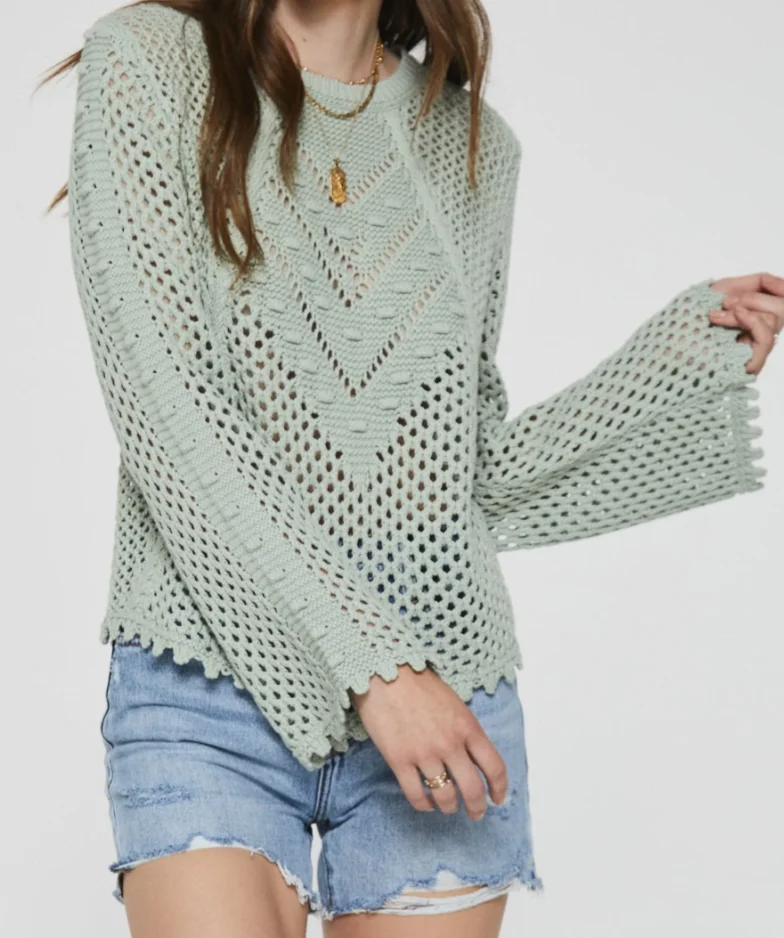 Women's Vintage Lotus Green Long Sleeve Hollow Cardigan Breathable Geometric Pattern Autumn & Fall Leisure Outgoi