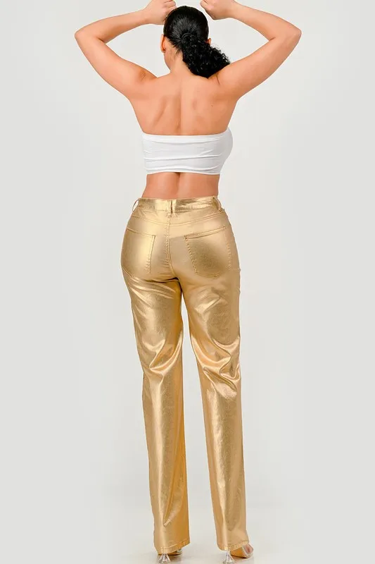 Women's Hot Color Fashion Metallic Trousers