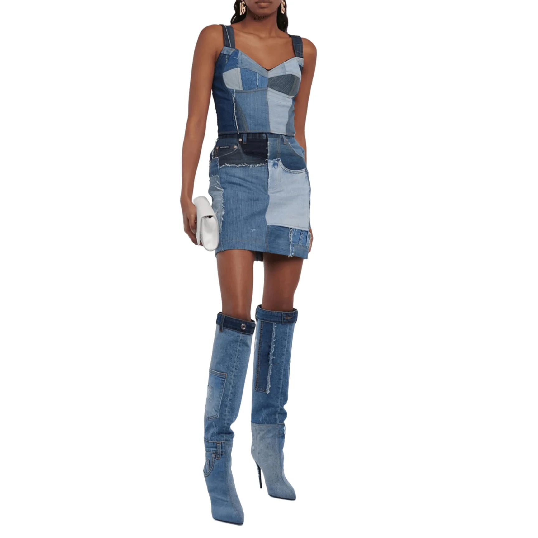 2023 Autumn Winter High Heeled Cowboy Boots Washed Pocket Sexy Party Denim Women Over The Knee High Boots