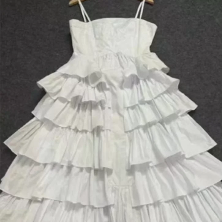 Women's Formal Solid Sling Dress With Square Collar And Ruffles Sleeveless For Birthday And Summer Parties Maxi Length