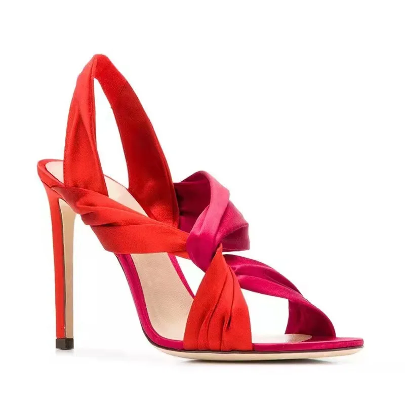 2024 Large Size Summer Sexy Peep-toe Ladies Shoes Lace-up Cross Women Stiletto High Heel Pumps