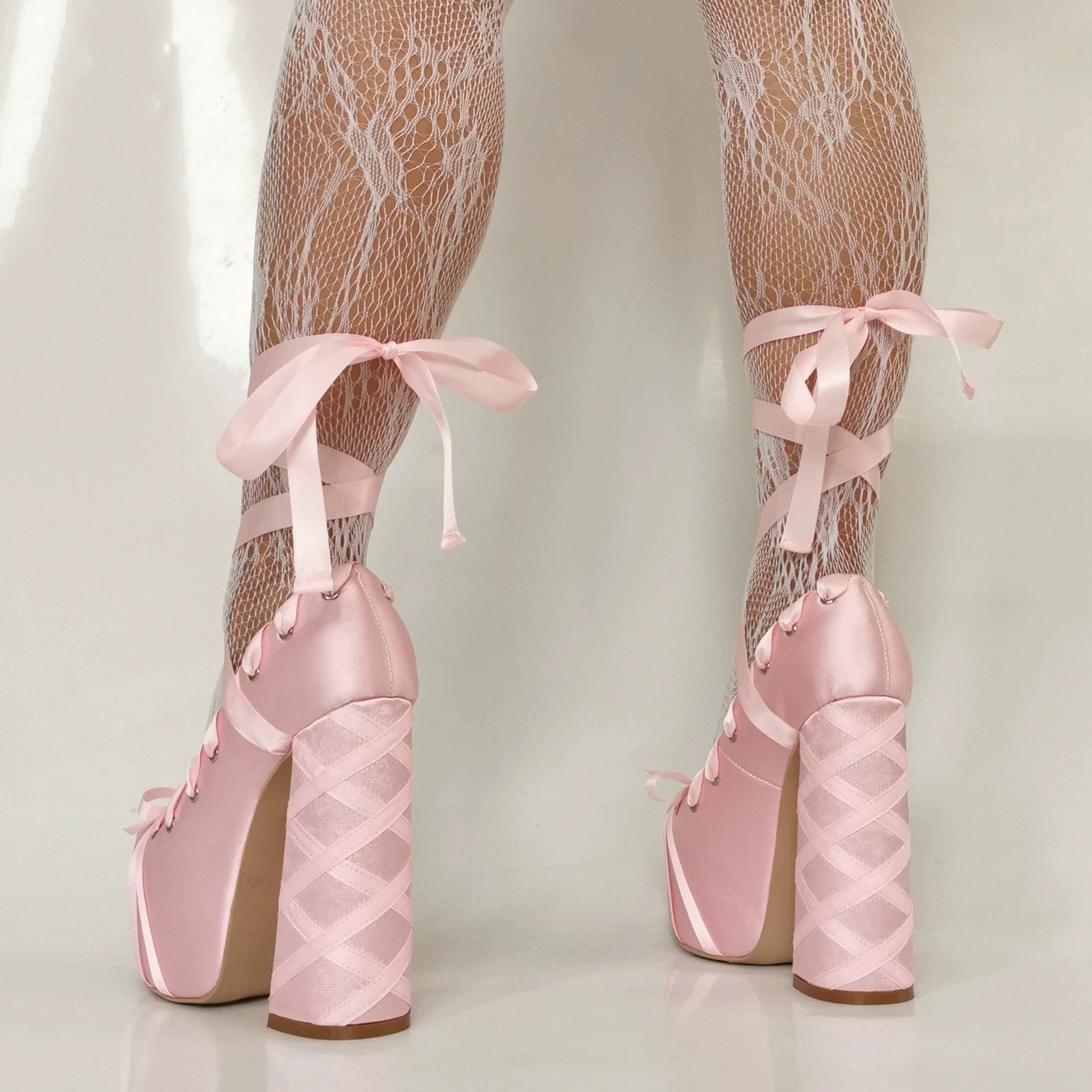 2025 Satin Square Toe Ballet Shoes Lolita Platform Thick-heeled Women Thick-heeled Shoes Chunky Heel Pumps Dance Shoes