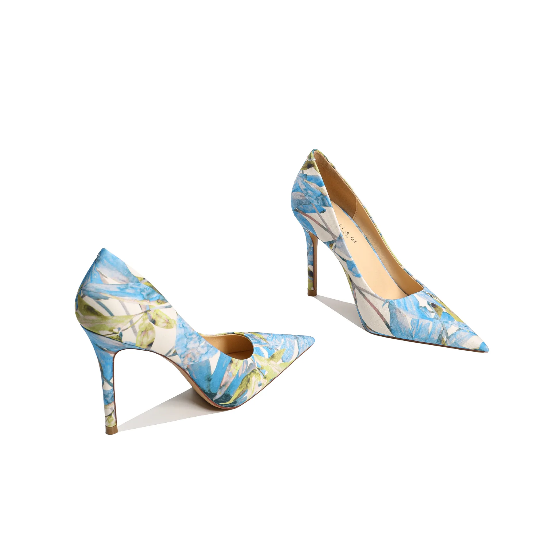 Flower Print Ladies Shoes Party Dress Pointed Toe Women High Heel Floral Stiletto Pumps