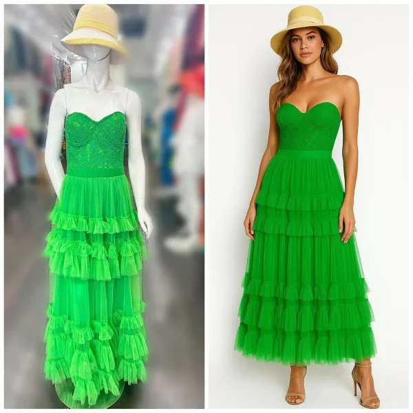 Women's Sweetheart Neck Maxi Dress - Lace Bodice, Tiered Ruffles, Perfect For Party Gatherings