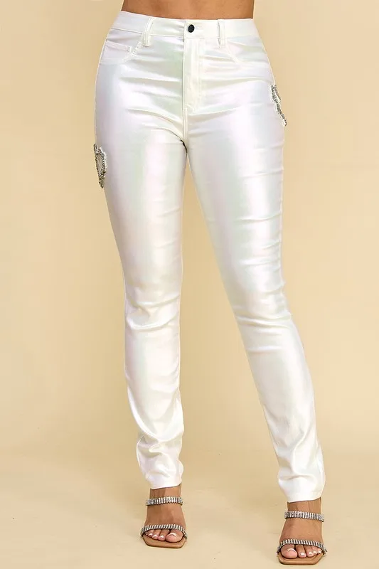 Lady Heart-shaped Ornament Fashion Pants