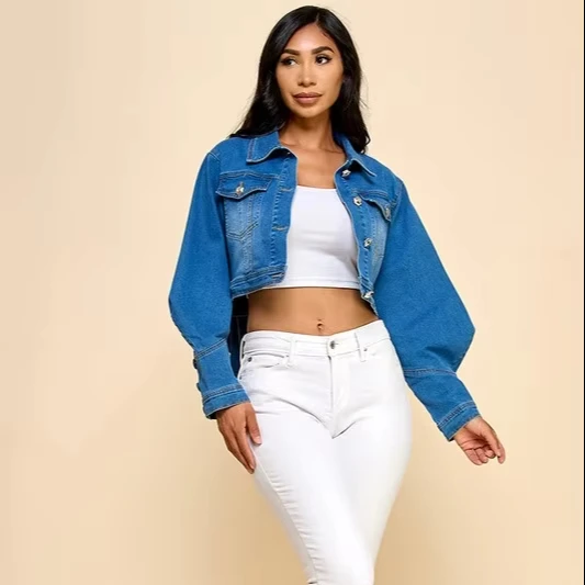 Ladies' Simple Leisure Denim Jacket Coat Back Butterfly Knot Decor Washed Technics Casual Style For Autumn Season