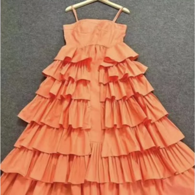 Women's Romantic Tiered Maxi Dress - Adjustable Straps, Ruffles, Sleeveless, Ideal For Garden Parties