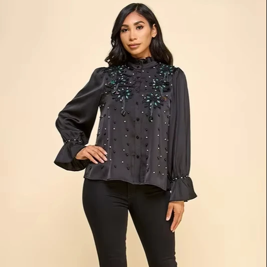 A Lady's Full-length Pearl Hand-sewn Fringe Court-style Top