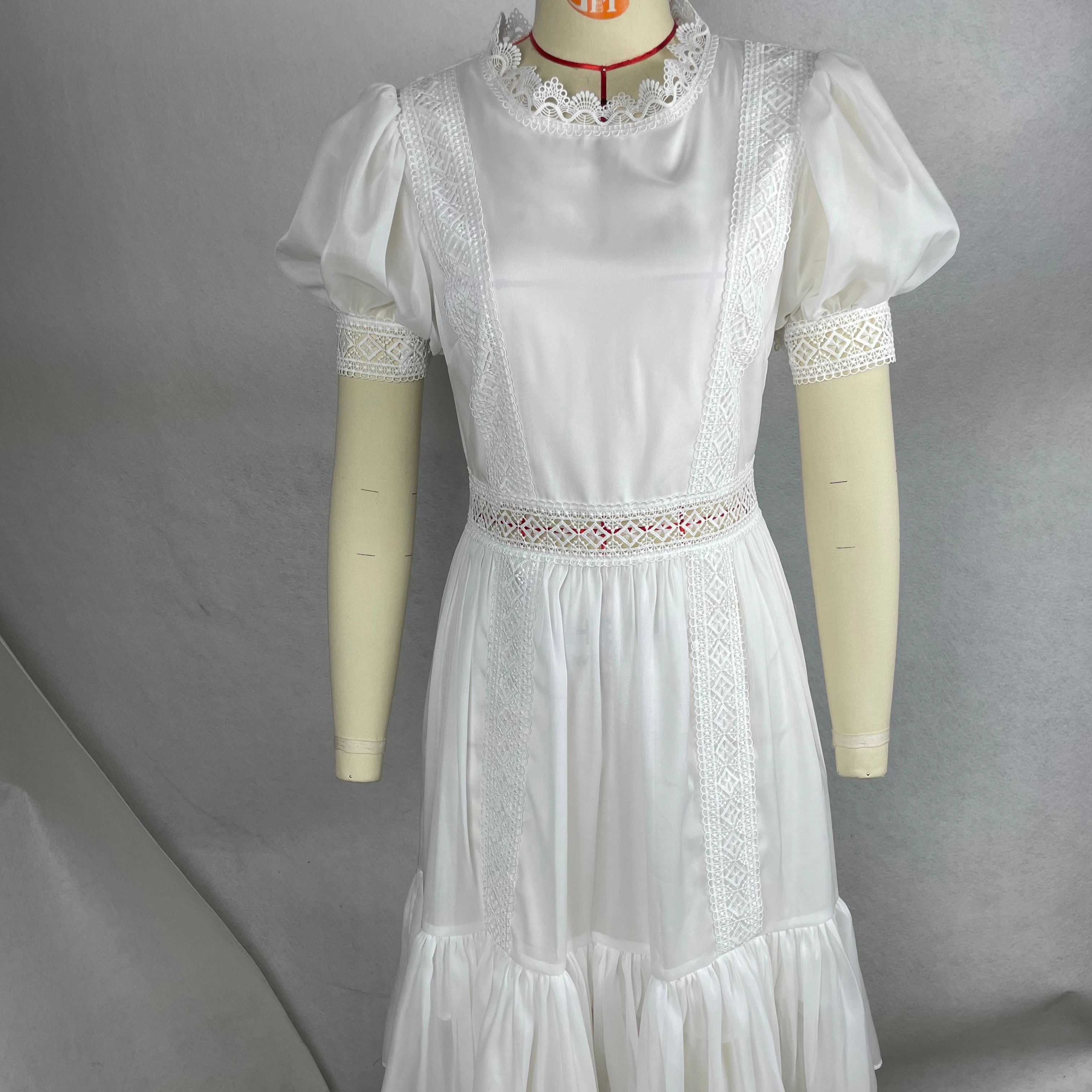 Ladies' Natural Waist Knee-length Skirt With Lace Trim Glossy Solid Color Woven Weaving Method