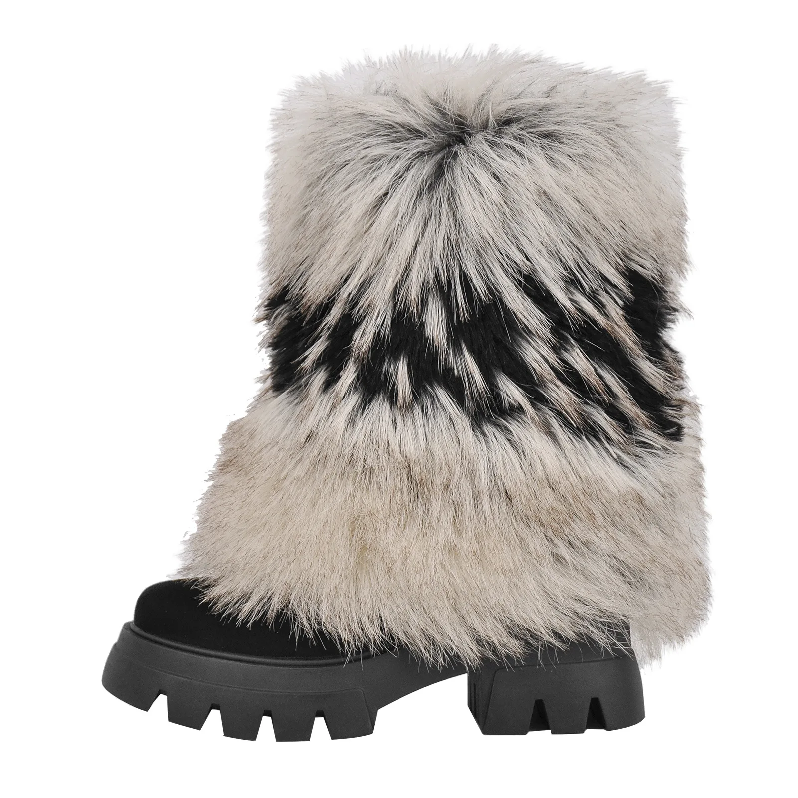 Plus Size Women Ankle Boots Warm Fluffy Ladies Thick Soled Fashion Luxury Women Snow Fur Winter Boots