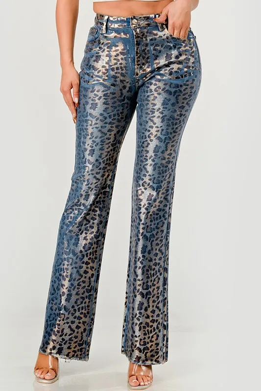 Women's Fashion Leopard Print Jeans