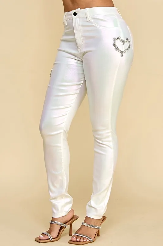 Lady Heart-shaped Ornament Fashion Pants