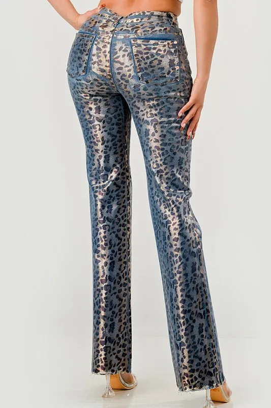 Women's Fashion Leopard Print Jeans